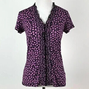 Merona Womens top size S purple polkadot V-neck